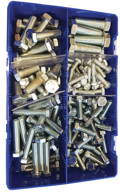 133pce M6-M12 High Tensile Hex Setscrews Kit. Zinc. Kitmaster KM105219