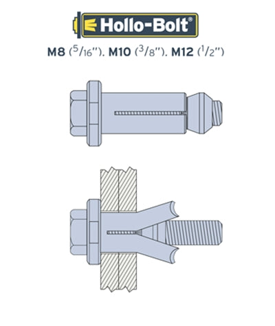 M10 Size 1 Lindapter Hollo-bolt Galvanised (Grip Range 3-22mm) Hole Size: 19mm HB10-1HDG