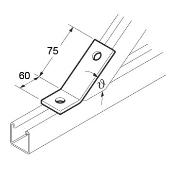 SB520 / P2103 15 Degree Obtuse Angle Bracket, Unistrut compatible, galvanised