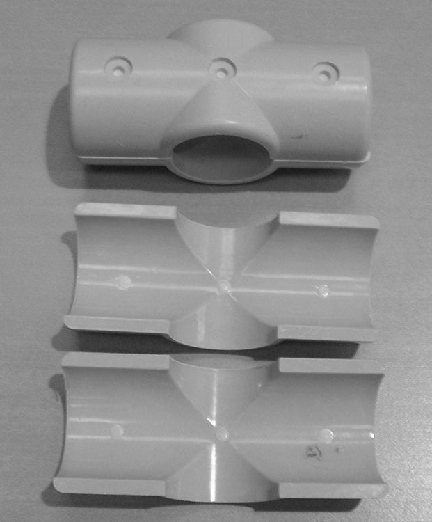 Grey 4 Way Cross Connector (In two halves) MH4WG