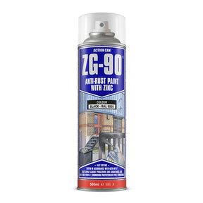 Black ZG-90 Galvanised Aerosol Spray Paint 500ml ACTION CAN 1935