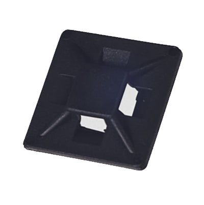 Self Adhesive Cable Tie Bases, Black 20x20mm, Fits up to 6mm wide x 3mm thick cable ties