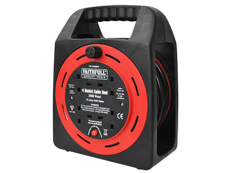 Easy Reel Extension Lead 20 Metre Handbag Type 4 x Sockets 10amp 240V