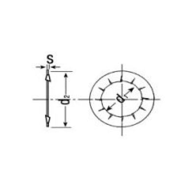 M3 Internal Overlap Lock Washer, Mild Steel, Bright Zinc Plated DIN 6797J