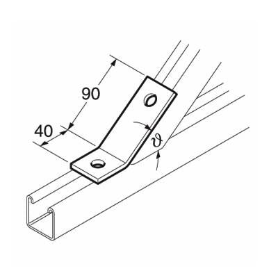 SB528 / P2095 75 Degree Obtuse Angle Bracket, Unistrut compatible, galvanised