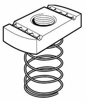 M5 Long Spring Channel Nut, Steel Bright Zinc Plated. Unistrut compatible