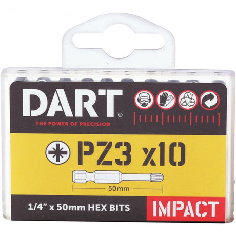 Dart PZ3 x 50mm Impact Driver Bits, Box of 10