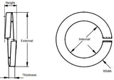 M36 Rectangular Section Spring washer, Steel Bright Zinc Plated DIN 127B