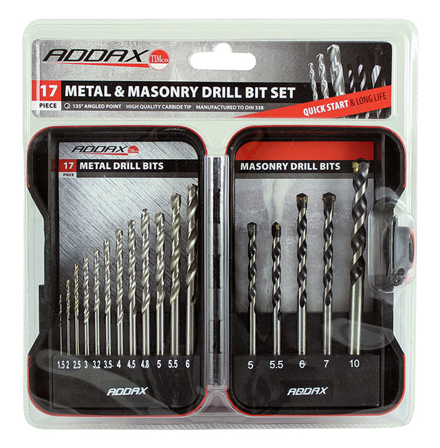 Addax Timco 17 Piece Metal & Masonry Drill Bit Set MIX17SET