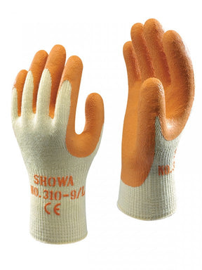 Size 10 (XL) Showa 310 Orange Builders Latex Grip Gloves SHO310Y4 (1 pair)