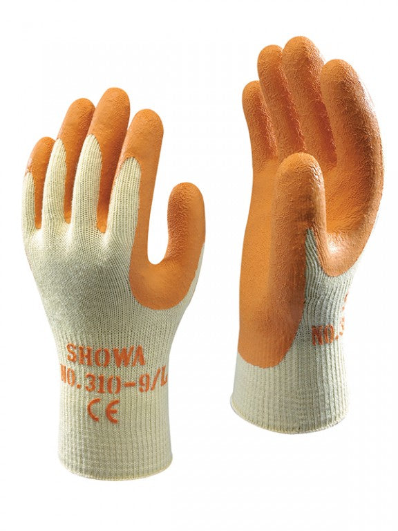 Size 10 (XL) Showa 310 Orange Builders Latex Grip Gloves SHO310Y4 (1 pair)
