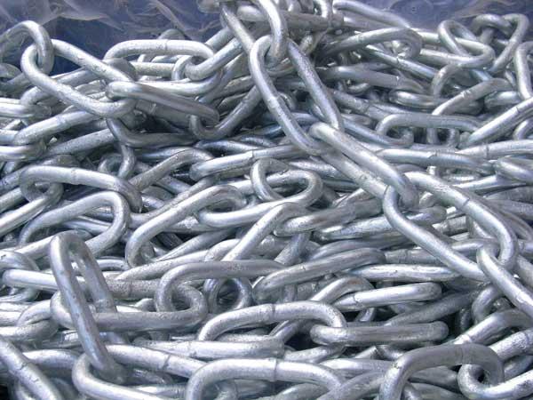 5mm x 1 Metre (ID 28 x 12mm) Galvanised/Galvanized Long Link Steel Chain, Sold in multiples of 1 Metre