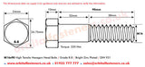 M16 x 90 Hexagon Head Bolt High Tensile Grade 8.8, Bright Zinc Plated, DIN 931