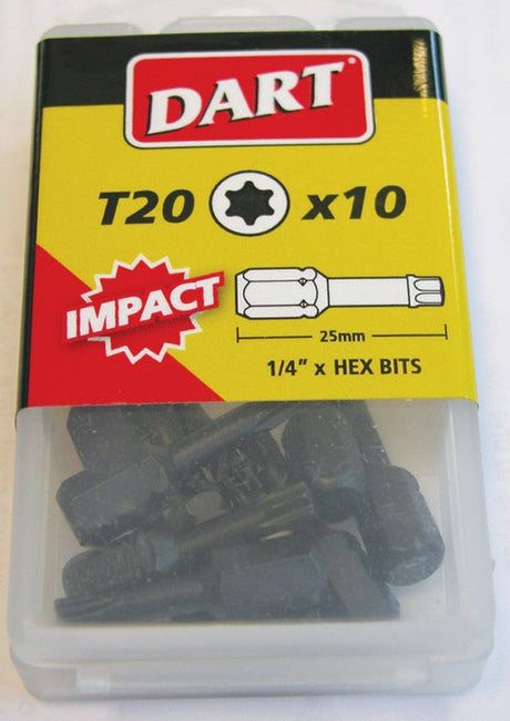 Dart T20 x 25mm Impact Driver Bits, Box of 10