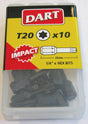 Dart T20 x 25mm Impact Driver Bits, Box of 10
