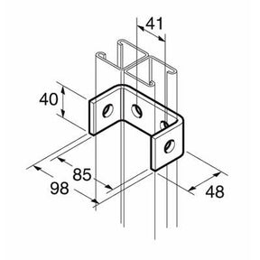 SB518 / P1044 U Bracket, Unistrut compatible, galvanised