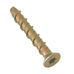 M10 x 100 Countersunk T50 Torx APT Anchor, Steel Zinc / Yellow Plated