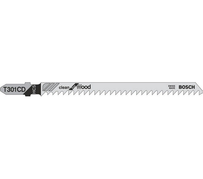 Bosch T301CD 117mm Jigsaw Blade for wood 10-65mm (Pack Of 5) P/No. 2 608 637 590