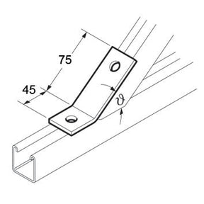 SB526 / P2097 60 Degree Obtuse Angle Bracket, Unistrut compatible, galvanised