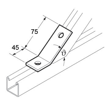 SB526 / P2097 60 Degree Obtuse Angle Bracket, Unistrut compatible, galvanised