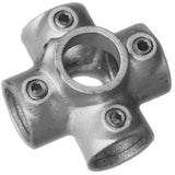 4 Way Cross + Central Tube C24 Size 8 (G40) Handrail Fitting, Galvanised 158-D48 (Kee Klamp Compatible 40-8)