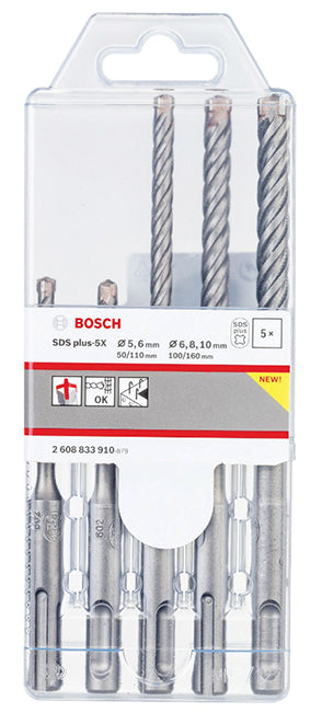 Bosch SDS Plus-5X Hammer Drill Bit 5 Piece Set 2608833910