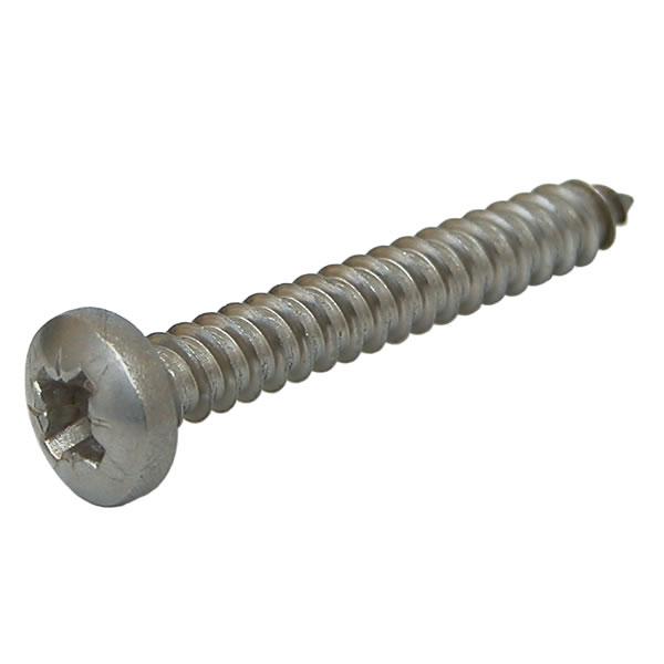 10 x 1 1/2" (4.8 x 38mm) Self Tapping Screw, Pan Pozi No.2 AB, A2 Stainless Steel (304) 