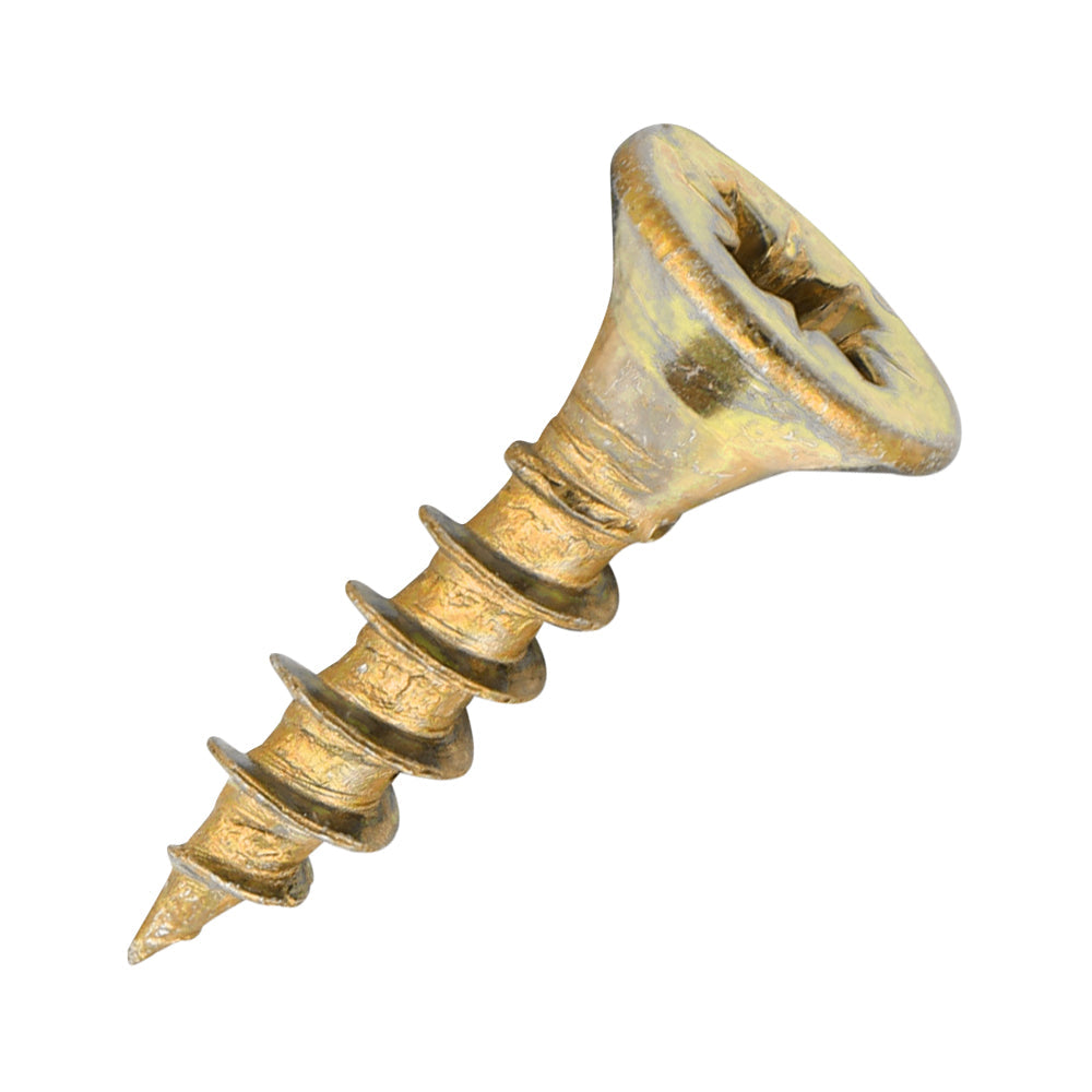 Sidax 3.5 x 15mm Countersunk Pozi Pz2, CHP01 General-Purpose Woodscrew, Zinc & Yellow CHP01-035015