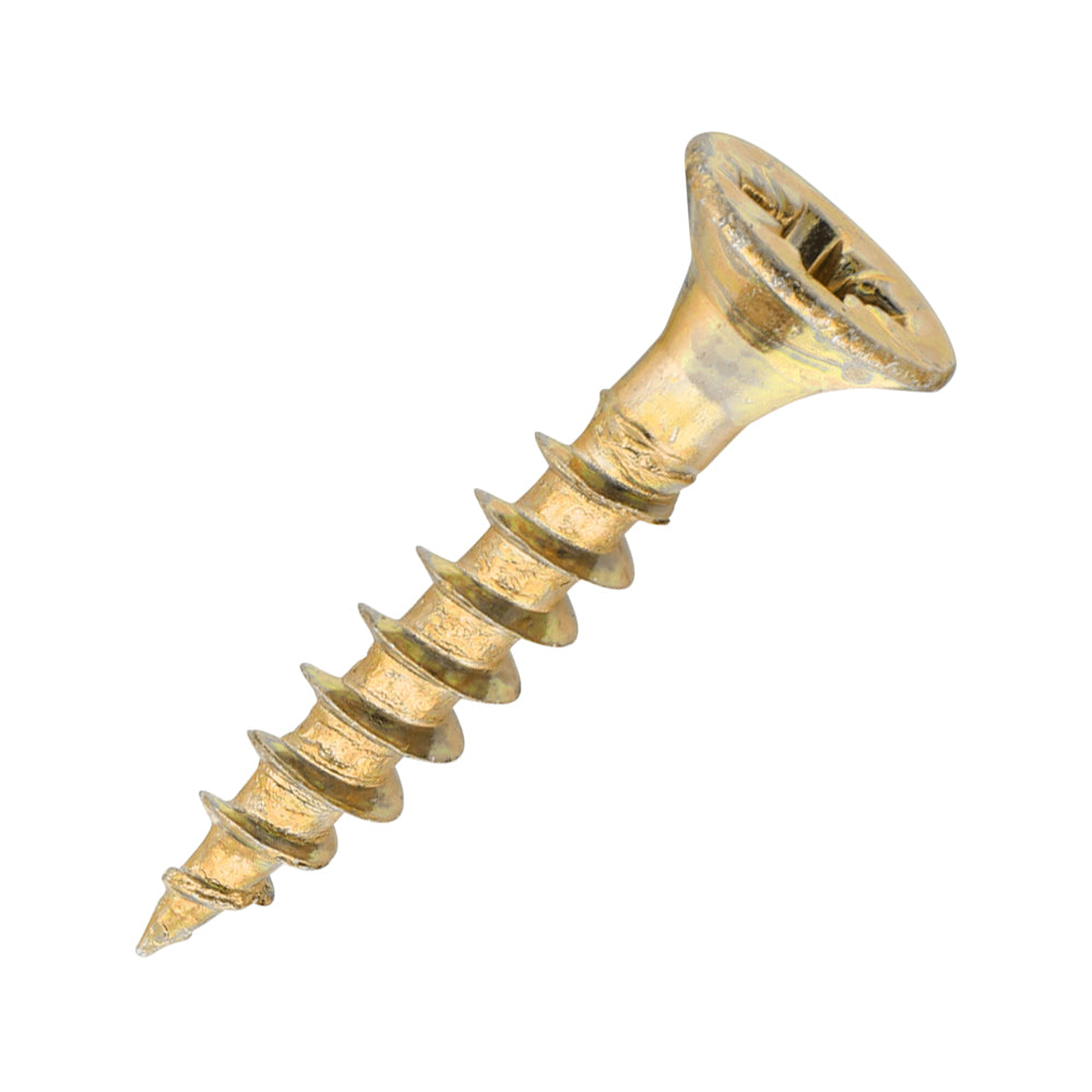 Sidax 3.5 x 20mm Countersunk Pozi Pz2, CHP01 General-Purpose Woodscrew, Zinc & Yellow CHP01-035020