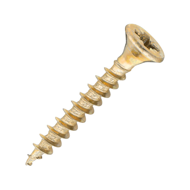 Sidax 3.5 x 25mm Countersunk Pozi Pz2, CHP01 General-Purpose Woodscrew, Zinc & Yellow CHP01-035025