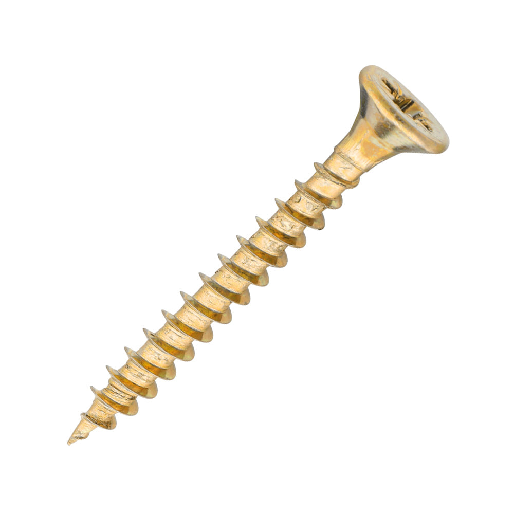 Sidax 3.5 x 30mm Countersunk Pozi Pz2, CHP01 General-Purpose Woodscrew, Zinc & Yellow CHP01-035030