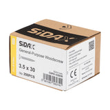 Sidax 3.5 x 30mm Countersunk Pozi Pz2, CHP01 General-Purpose Woodscrew, Zinc & Yellow CHP01-035030