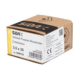 Sidax 3.5 x 35mm Countersunk Pozi Pz2, CHP01 General-Purpose Woodscrew, Zinc & Yellow CHP01-035035