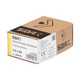 Sidax 3.5 x 50mm Countersunk Pozi Pz2, CHP01 General-Purpose Woodscrew, Zinc & Yellow CHP01-035050