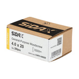 Sidax 4.0 x 20mm Countersunk Pozi Pz2, CHP01 General-Purpose Woodscrew, Zinc & Yellow CHP01-040020
