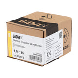 Sidax 4.0 x 35mm Countersunk Pozi Pz2, CHP01 General-Purpose Woodscrew, Zinc & Yellow CHP01-040035
