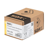 Sidax 4.0 x 70mm Countersunk Pozi Pz2, CHP01 General-Purpose Woodscrew, Zinc & Yellow CHP01-040070