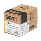 Sidax 4.5 x 70mm Countersunk Pozi Pz2, CHP01 General-Purpose Woodscrew, Zinc & Yellow CHP01-045070