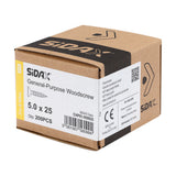 Sidax 5.0 x 25mm Countersunk Pozi Pz2, CHP01 General-Purpose Woodscrew, Zinc & Yellow CHP01-050025