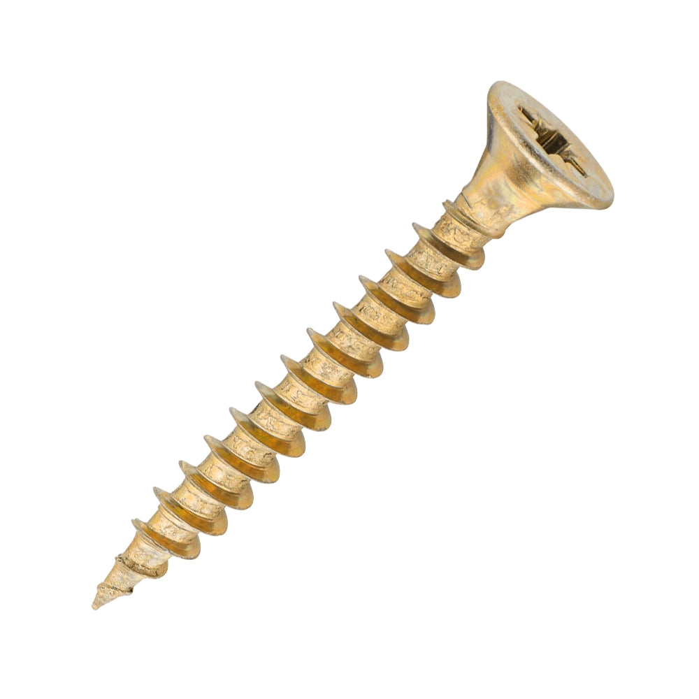Sidax 5.0 x 40mm Countersunk Pozi Pz2, CHP01 General-Purpose Woodscrew, Zinc & Yellow CHP01-050040