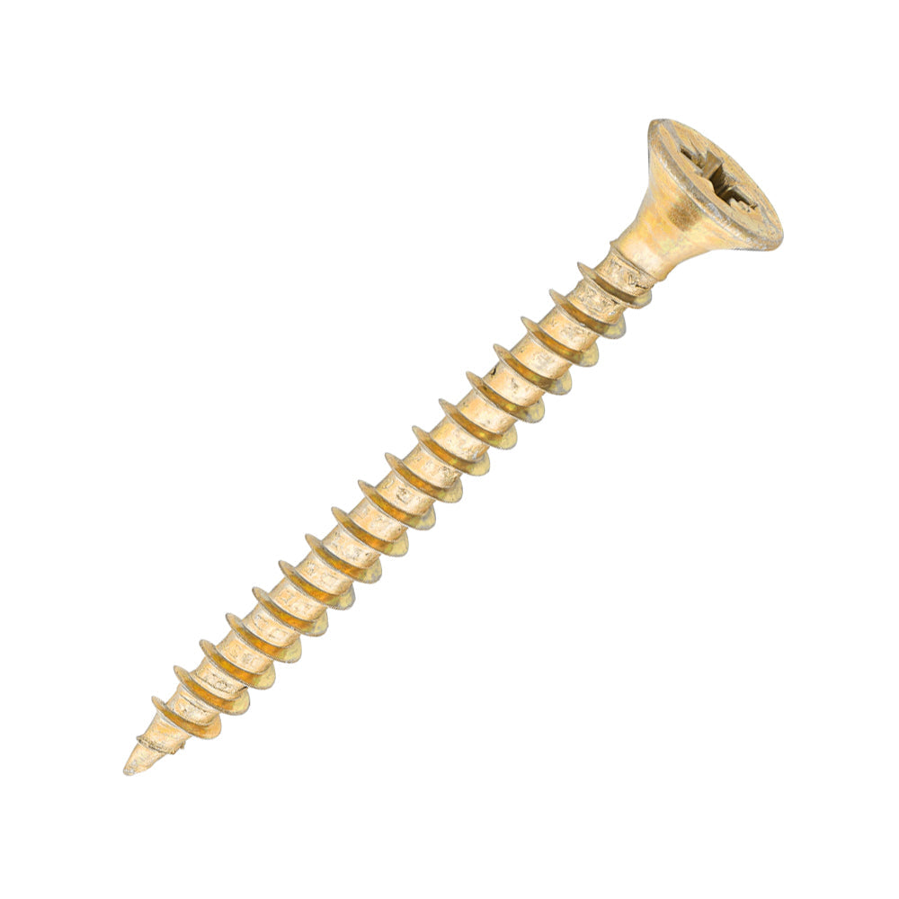 Sidax 5.0 x 50mm Countersunk Pozi Pz2, CHP01 General-Purpose Woodscrew, Zinc & Yellow CHP01-050050