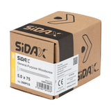 Sidax 5.0 x 75mm Countersunk Pozi Pz2, CHP01 General-Purpose Woodscrew, Zinc & Yellow CHP01-050075