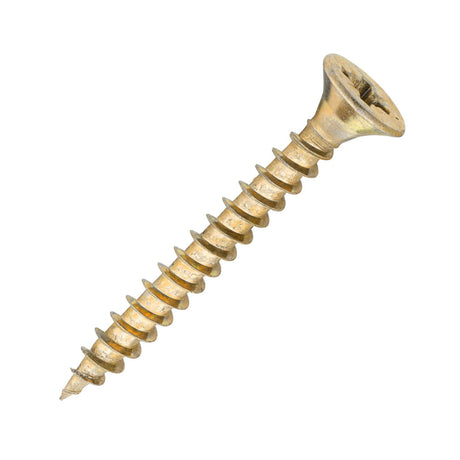 Sidax 6.0 x 50mm Countersunk Pozi Pz3, CHP01 General-Purpose Woodscrew, Zinc & Yellow CHP01-060050