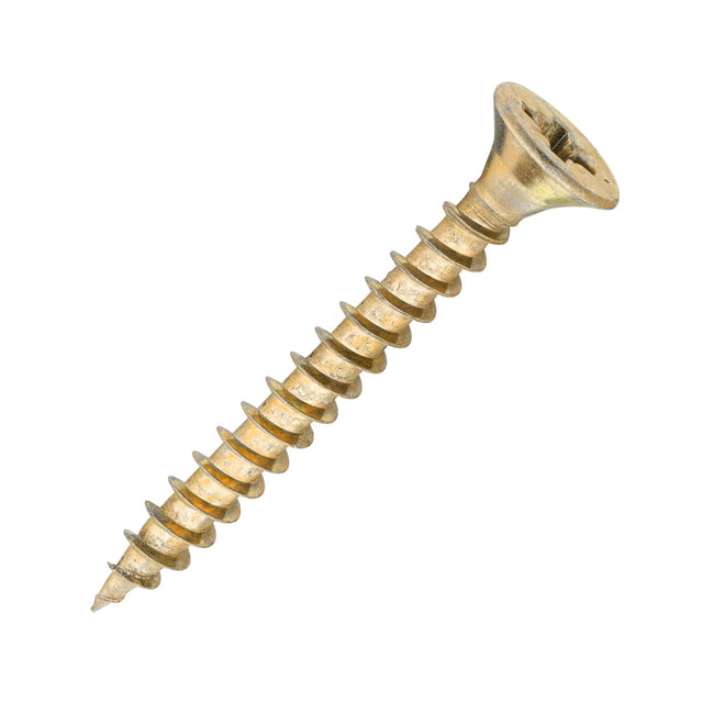 Sidax 6.0 x 50mm Countersunk Pozi Pz3, CHP01 General-Purpose Woodscrew, Zinc & Yellow CHP01-060050