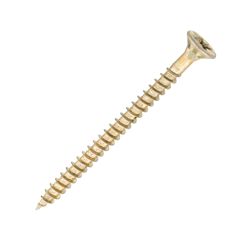 Sidax 6.0 x 80mm Countersunk Pozi Pz3, CHP01 General-Purpose Woodscrew, Zinc & Yellow CHP01-060080