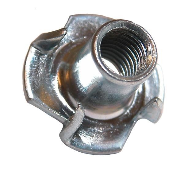 M8 x 17.5mm Pronged Mild Steel Tee Nut, Bright Zinc Plated