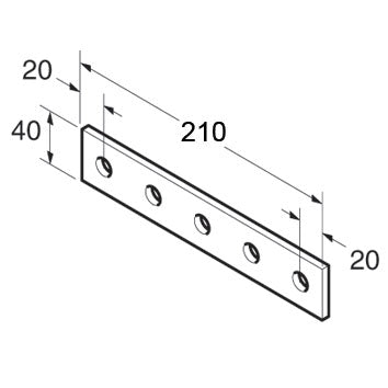 SB510 P1941 Splice Plate 5 Hole, Unistrut compatible, galvanised