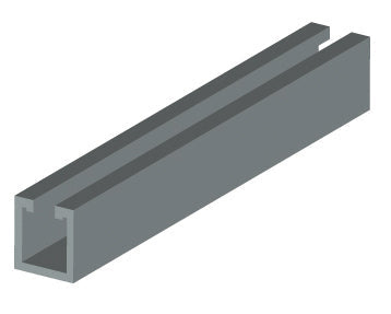 Deep Plain Channel 41.5 x 41.5 x 3.5mm, 3 Metre, Grey GRP Plastic