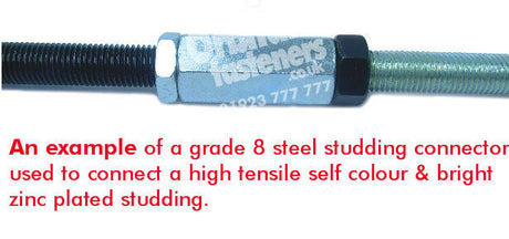 M10 x 45 High Tensile Studding Connectors, Bright Zinc Plated, Grade 8 DIN 6334