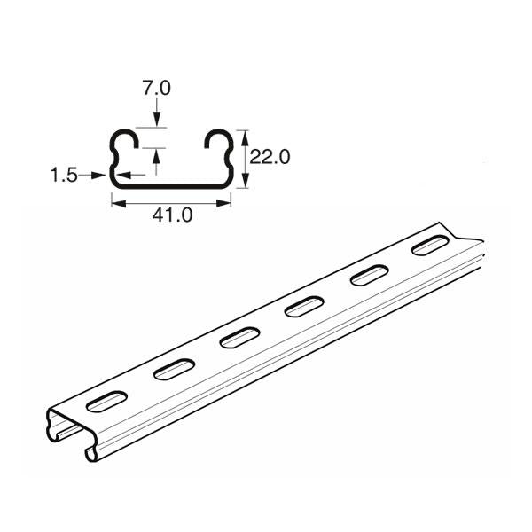 Shallow Slotted Channel Light Gauge x 3 Metre, 41mm x 21mm x 1.5mm, Mild steel pre-galvanised. Unistrut compatible P4000T10X3 SC213/3M
